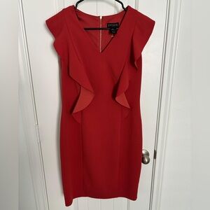 Enfocus Studio Red Midi Dress with Ruffle Detail